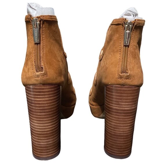 Vince Camuto VC-Kamaye 9M 39 Women Shoes 5” Heel Suede Tan Lace-Up Leather - Picture 3 of 14